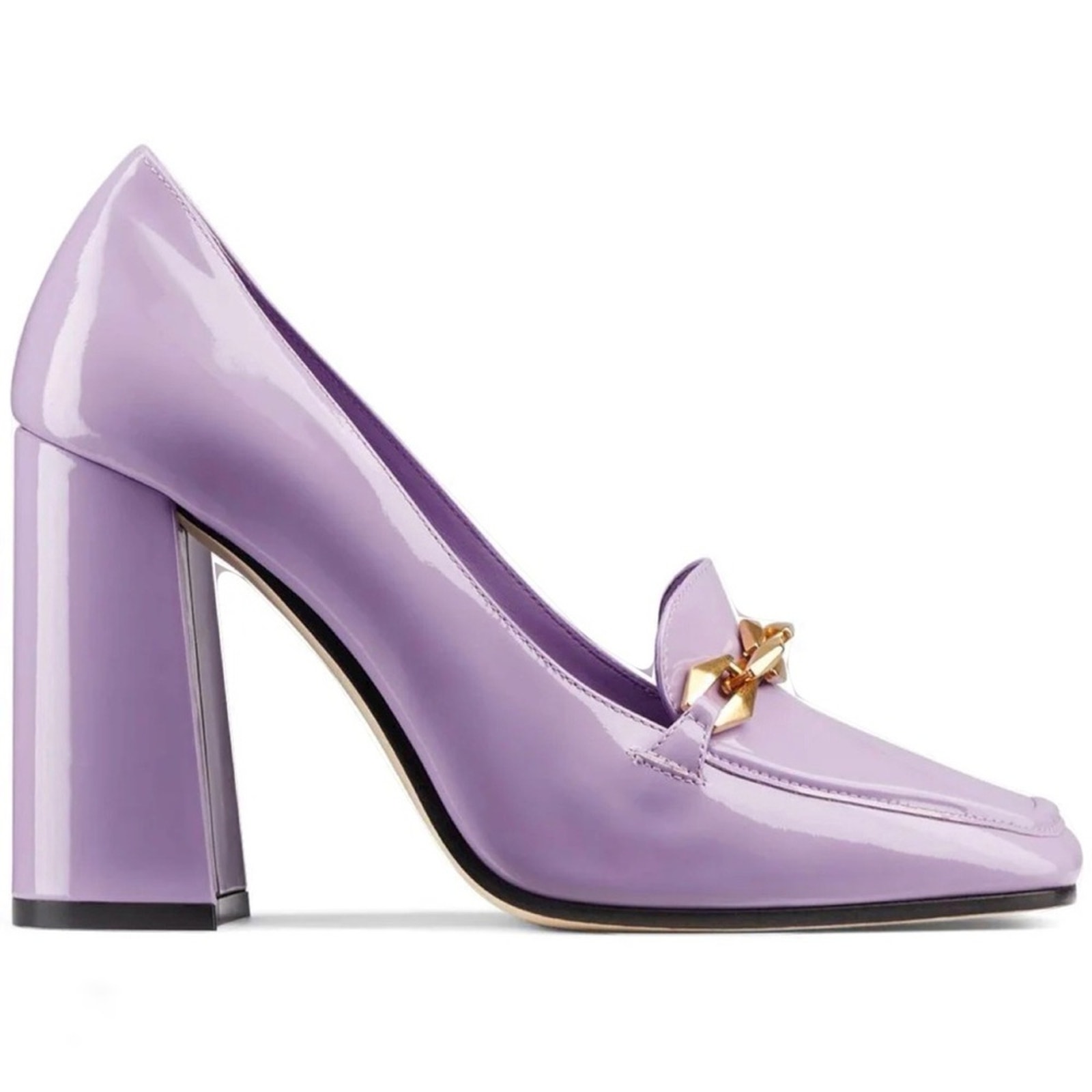 JIMMY CHOO Diamond Tilda 100mm Wisteria Purple Square Toe Block Heels