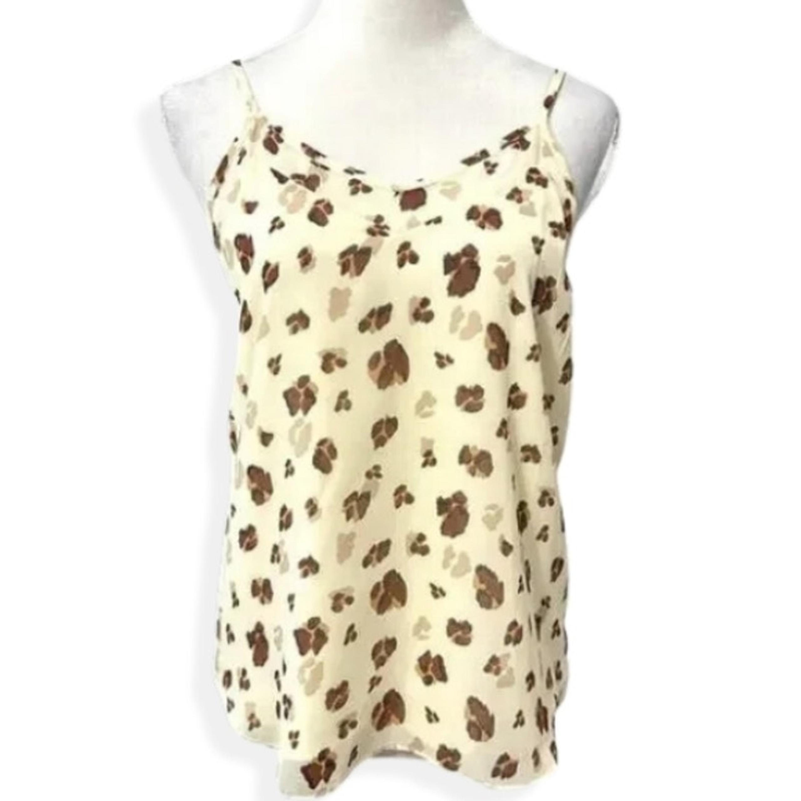 1. State Camisole Top Leopard Adjustable Thin Straps Beige Brown Women's XS NWOT