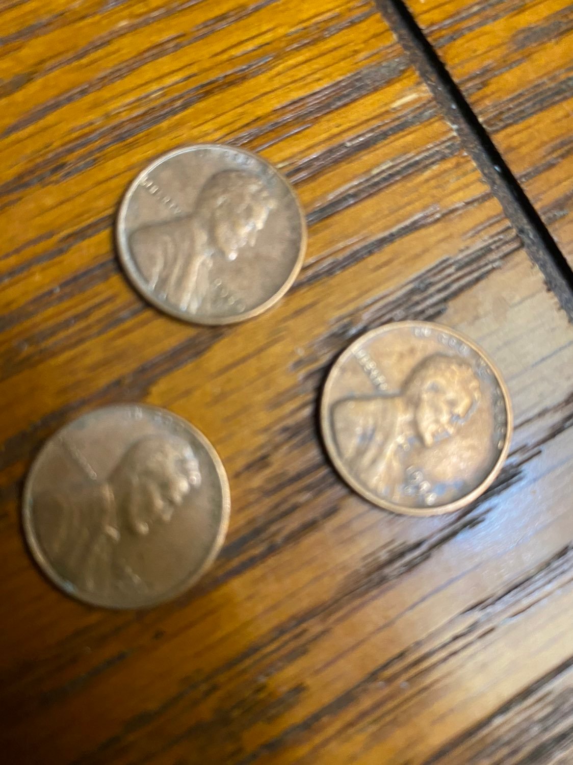 3 wheat pennies 1950S,1954D 1952
