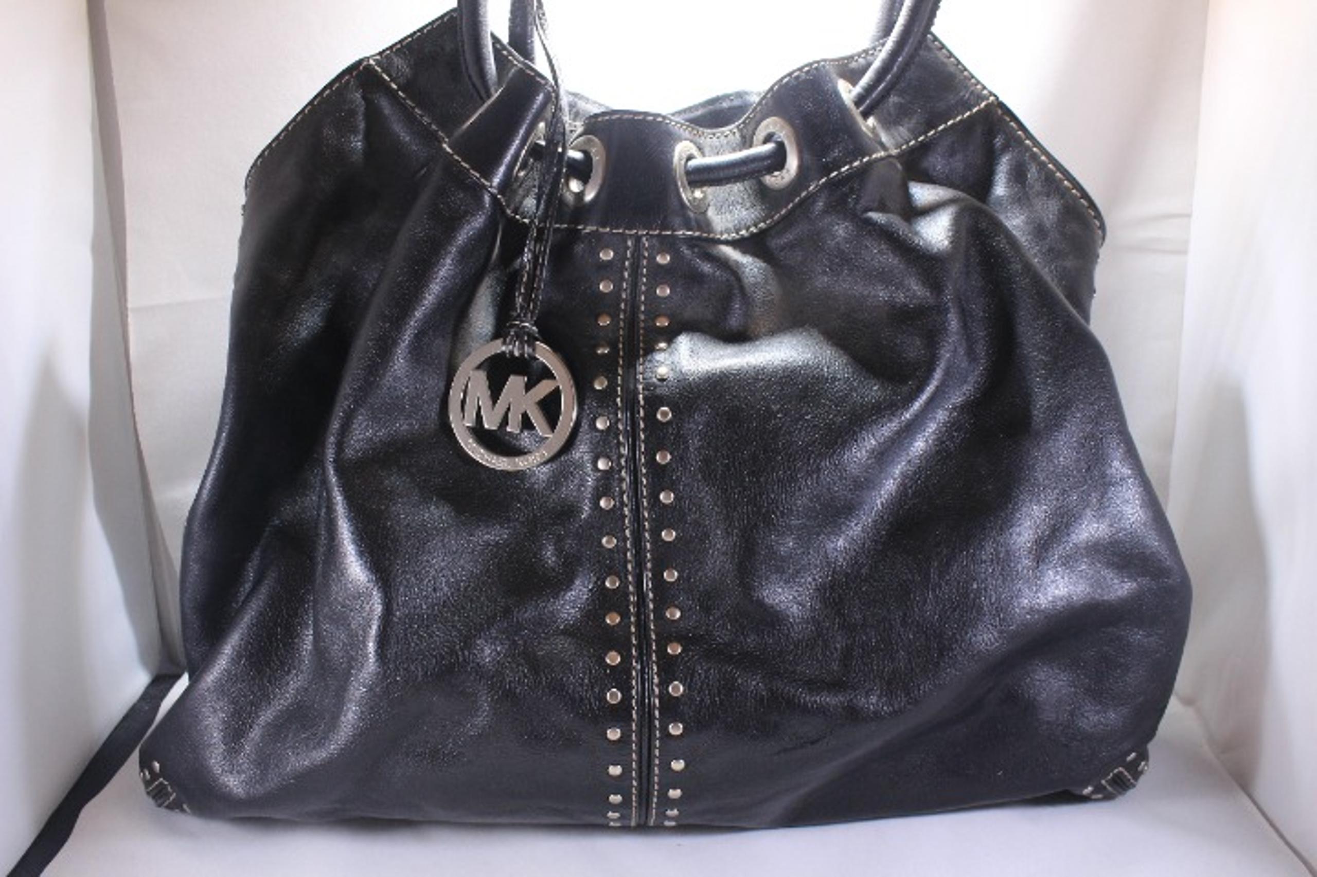 Michael Kors Uptown Astor Studded Black Leather Chain Large Womens Tote Bag