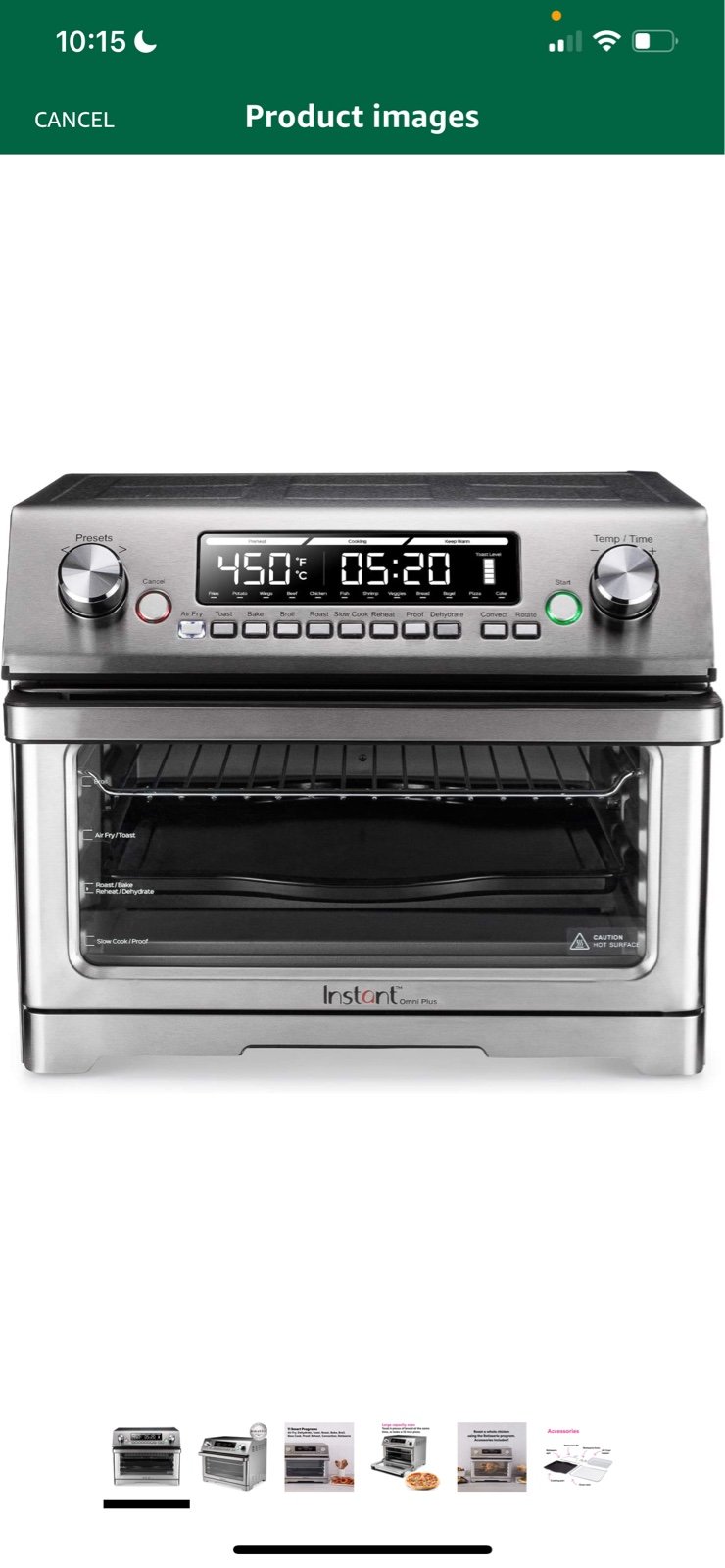Instant Pot Omni Plus 11-in-1 Toaster Oven - Air Fry, Dehydrate, Toast, Roast, B
