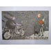 Halloween Postcard Witch On Motorcycle Black Cat Moon Bats Flying Rabbit 1993
