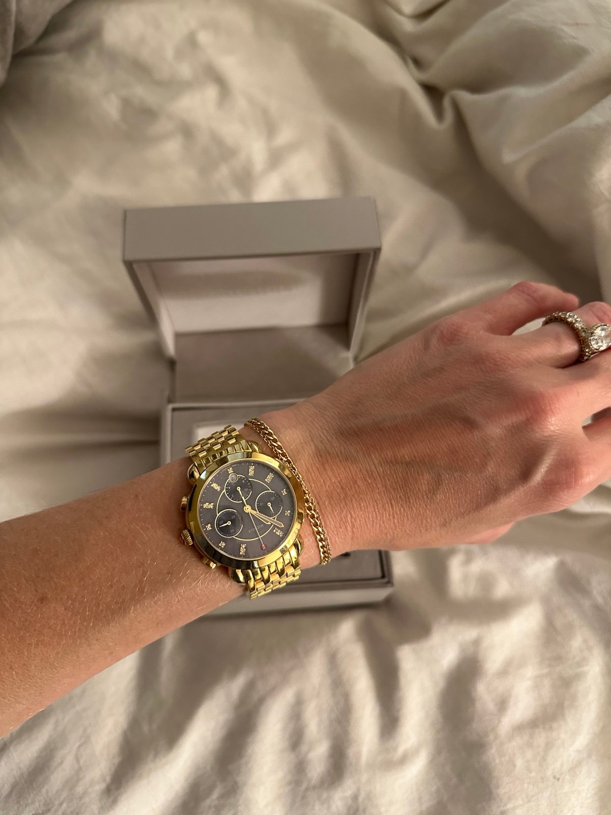 Michele gold watch deco women