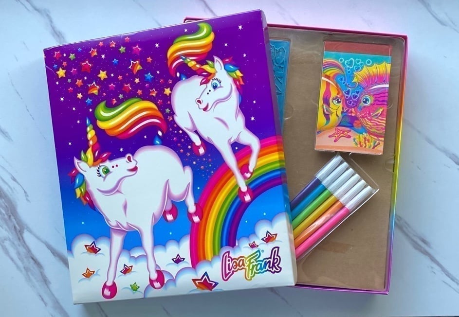 VTG Lisa Frank Markie unicorn incomplete stamp gift box set
