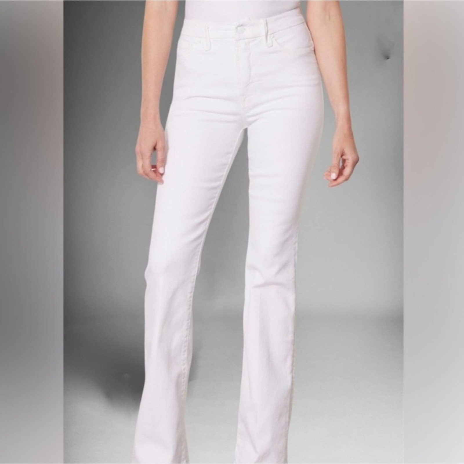 Good American Good Classic High Rise Bootcut White Denim Jean Size 6