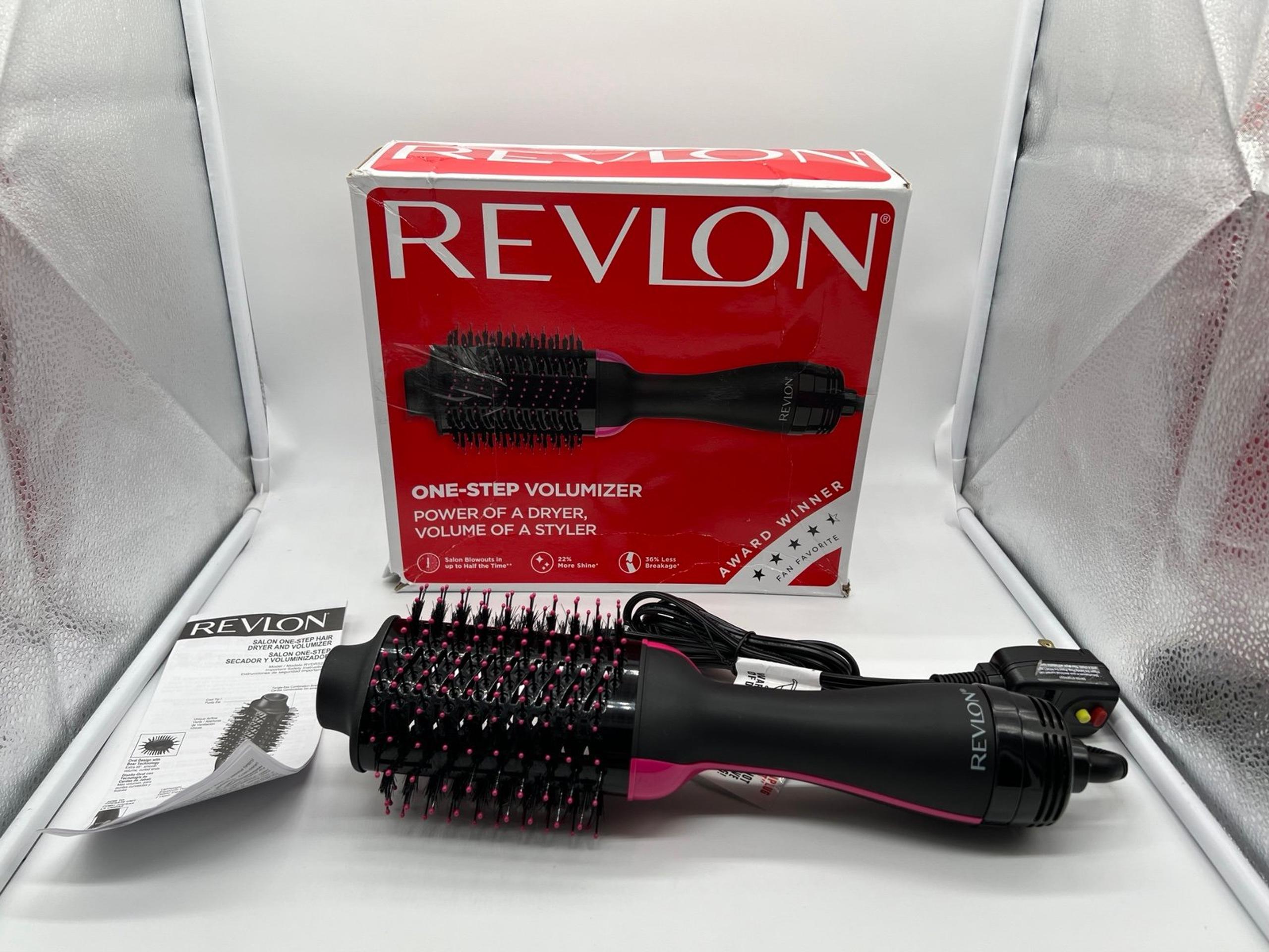 Revlon One-Step Hair Dryer Brush and Volumizer Oval Pink Black ( Tested Works )