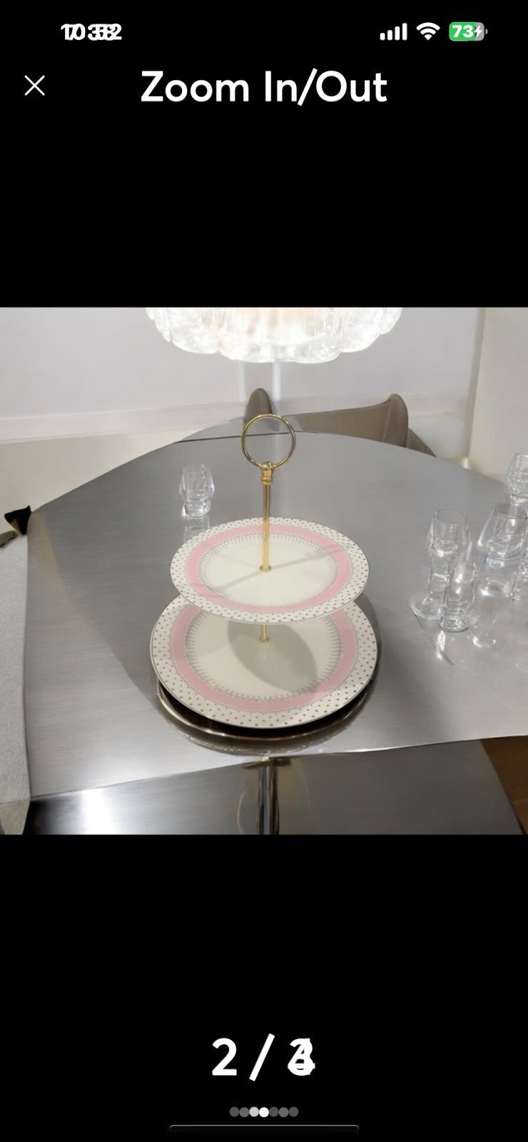Elegant pink and white 2 tiered serving tray