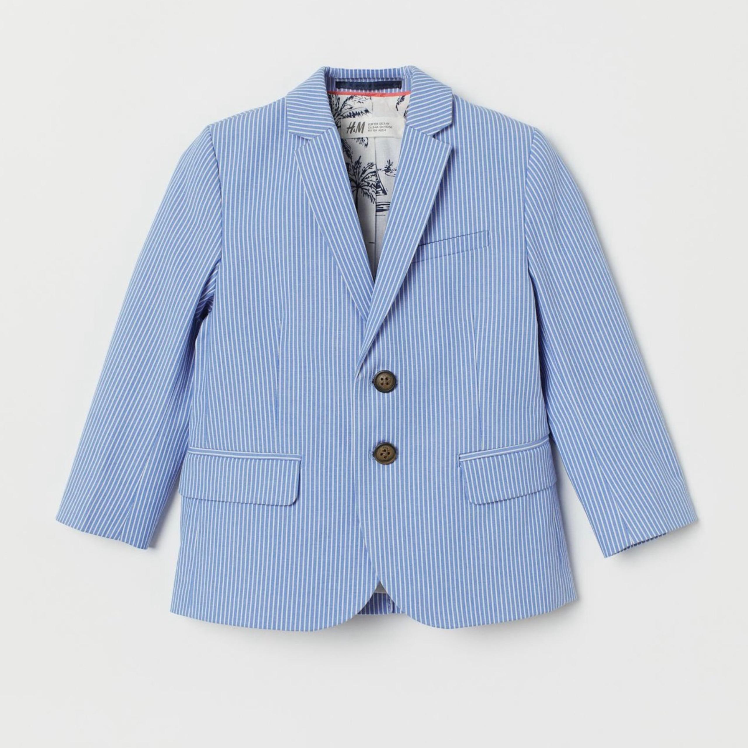 H&M Blue/White Pinstripe Oxford Jacket Blazer Sz 9-10Y Boys