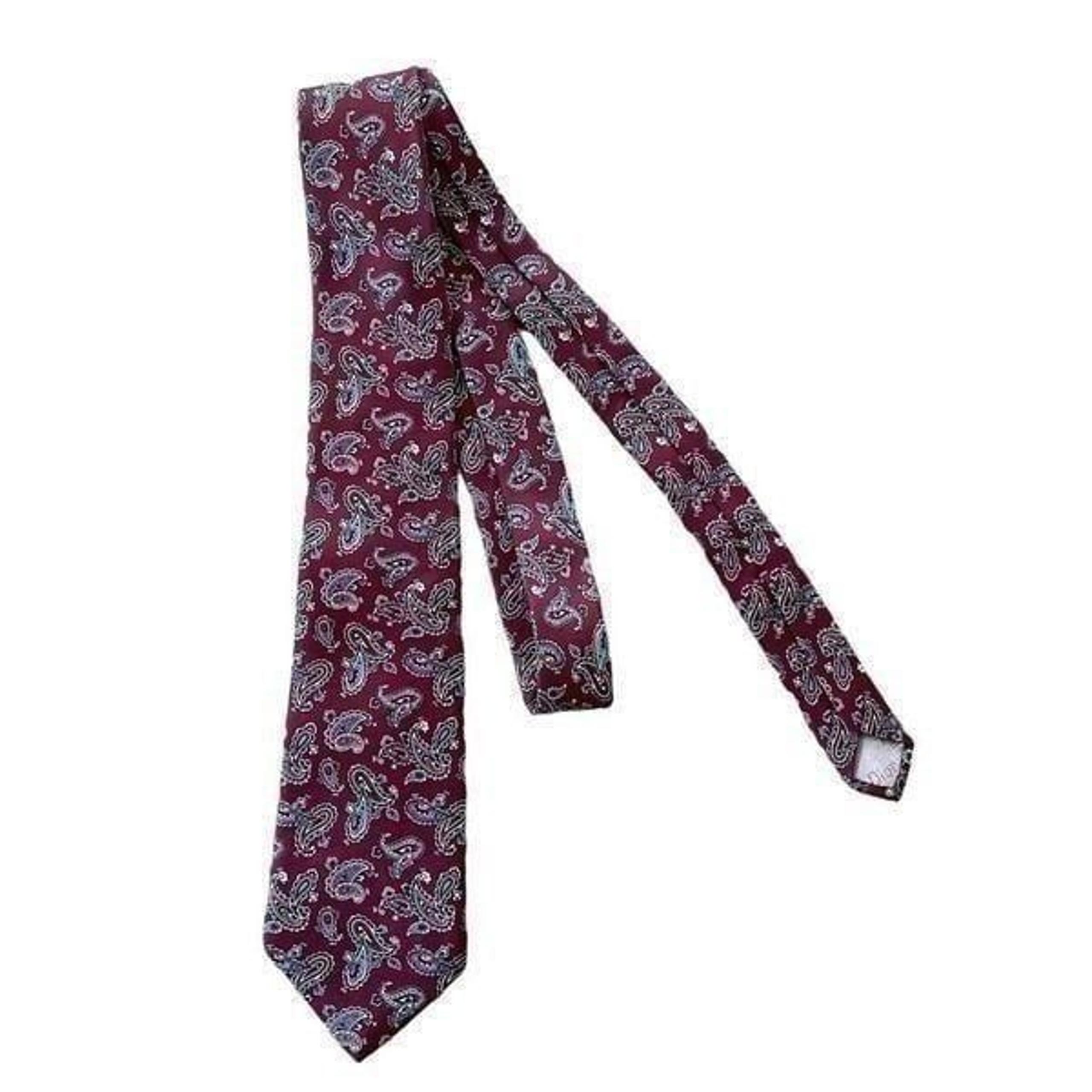 Christian Dior 100% Silk Red Gray Paisley Printed Designer Tie Men’s