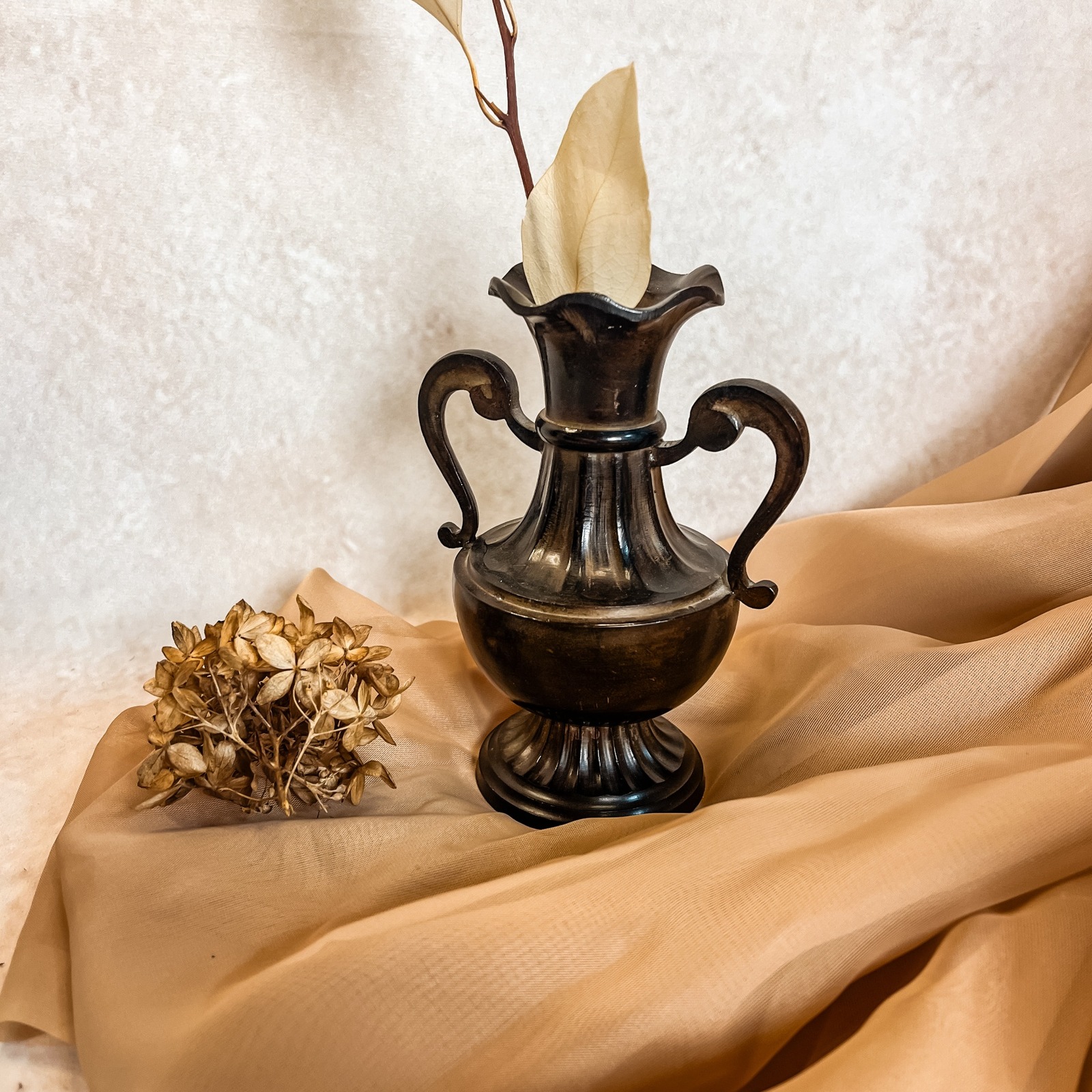 Vintage Bronze Vase with Handles