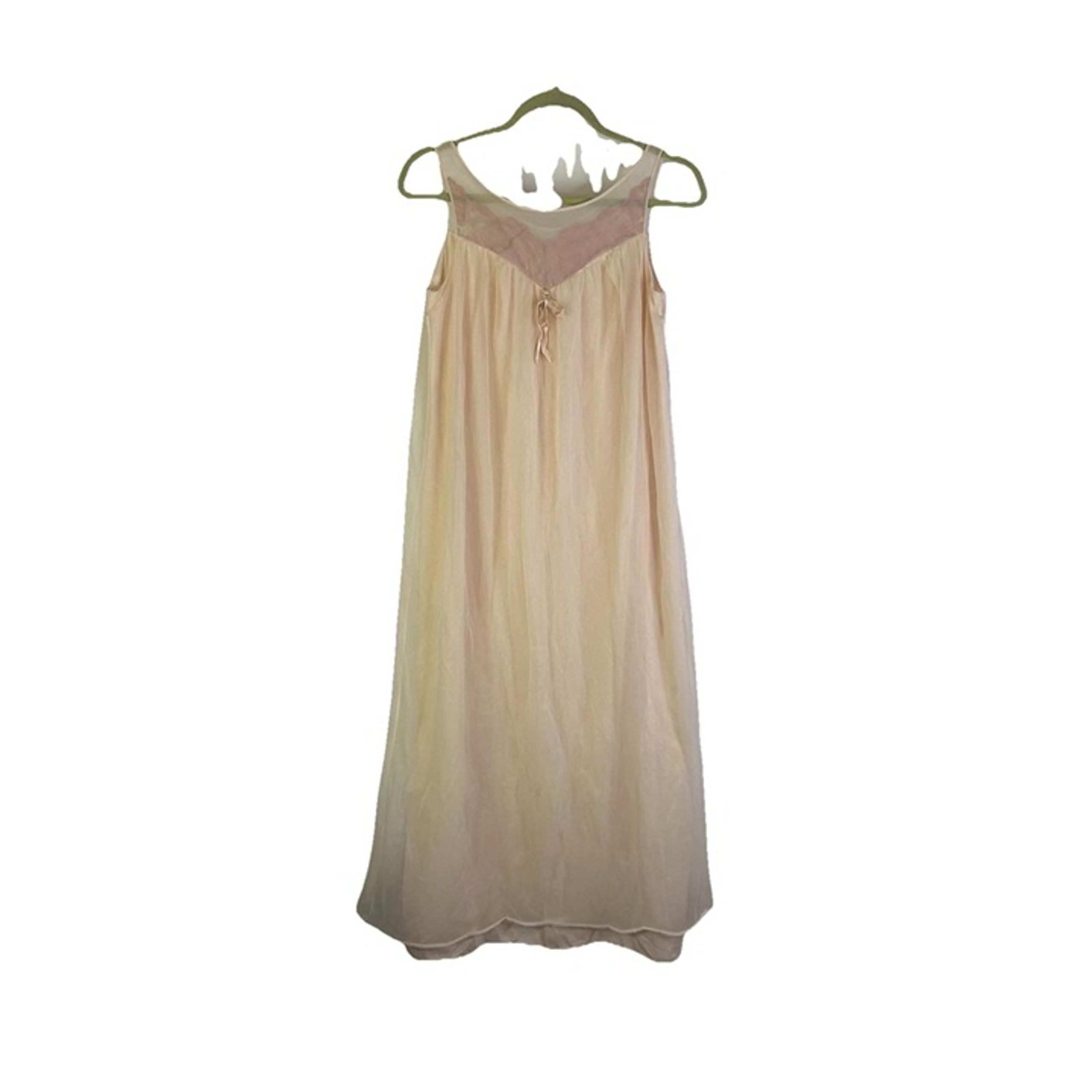 Vintage 70s Womens Small Nylon Lace Negligee Gown Slip USA Romantic