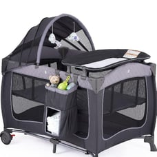 Pamo Babe Portable Baby Nursery Center Baby Playard, Foldable Baby Crib with Cha