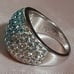 925 Silver and AU White Gold Shades of Blue Crystal Ring Band sz 7