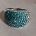 925 Silver and AU White Gold Shades of Blue Crystal Ring Band sz 7