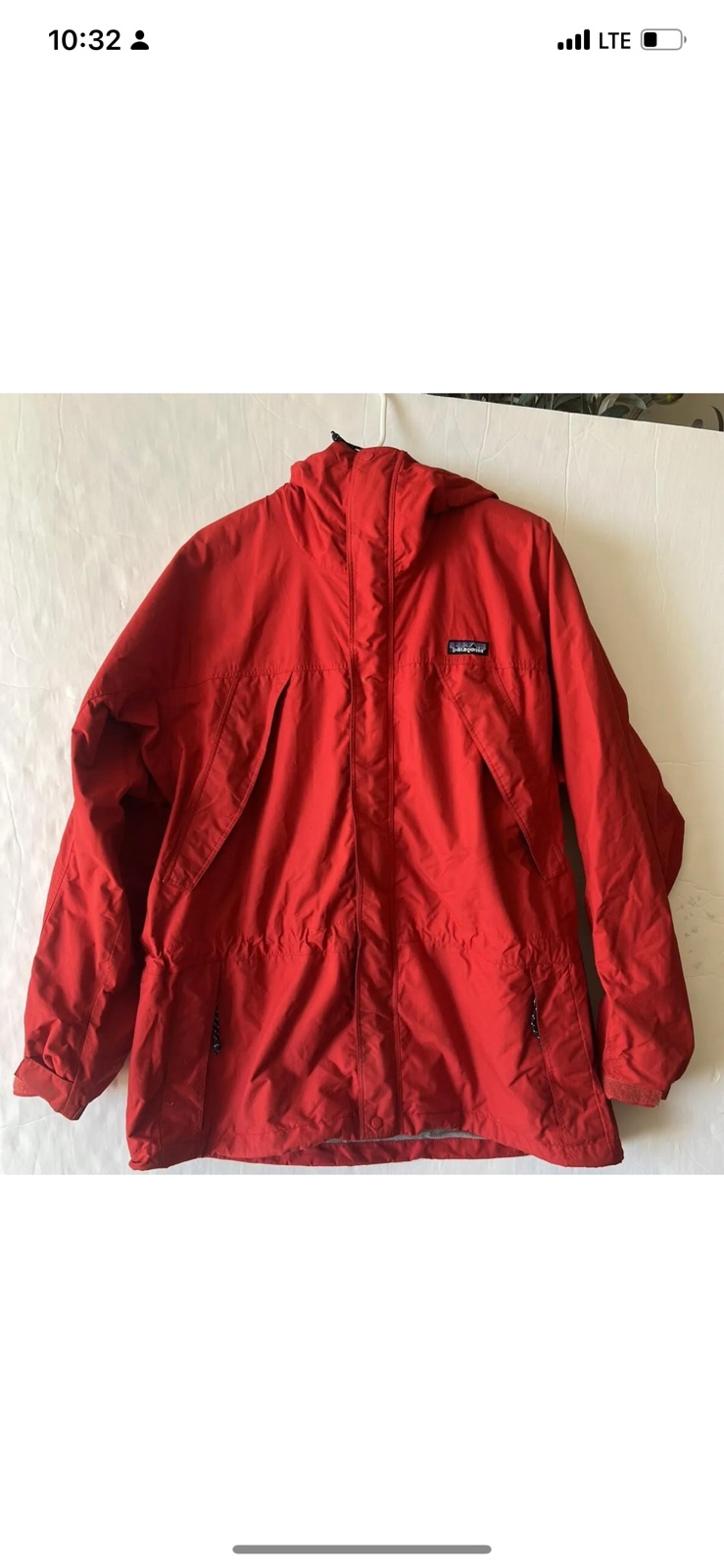 Patagonia Windbreaker Membrana Jacket Red Blue Mountain Hiking Size L Hooded Vin