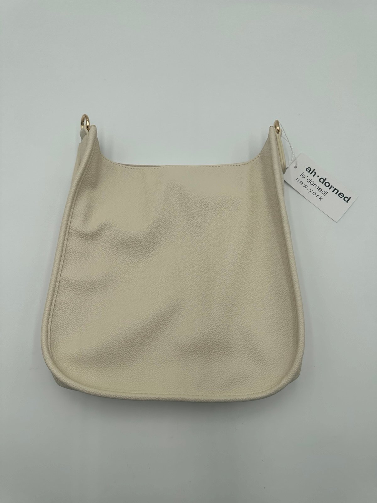 NWT Ahdorned Ivory Vegan Leather Messenger Bag