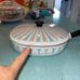 Vintage Atomic Enamel Frying Pan With Lid Multicolor MCM Mid Century Modern