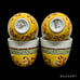 VTG PIER 1 Porcelain Sake Teapot & 4 Cups Set Burgandy Vine & Yellow Bumble Bees