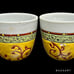 VTG PIER 1 Porcelain Sake Teapot & 4 Cups Set Burgandy Vine & Yellow Bumble Bees