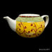 VTG PIER 1 Porcelain Sake Teapot & 4 Cups Set Burgandy Vine & Yellow Bumble Bees