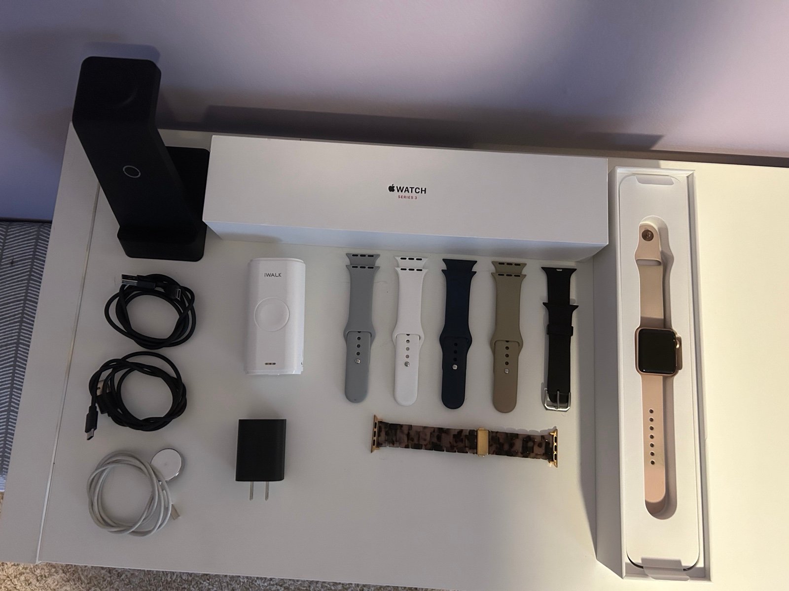Series 3 Rose Gold Apple Watch w/ Accessories