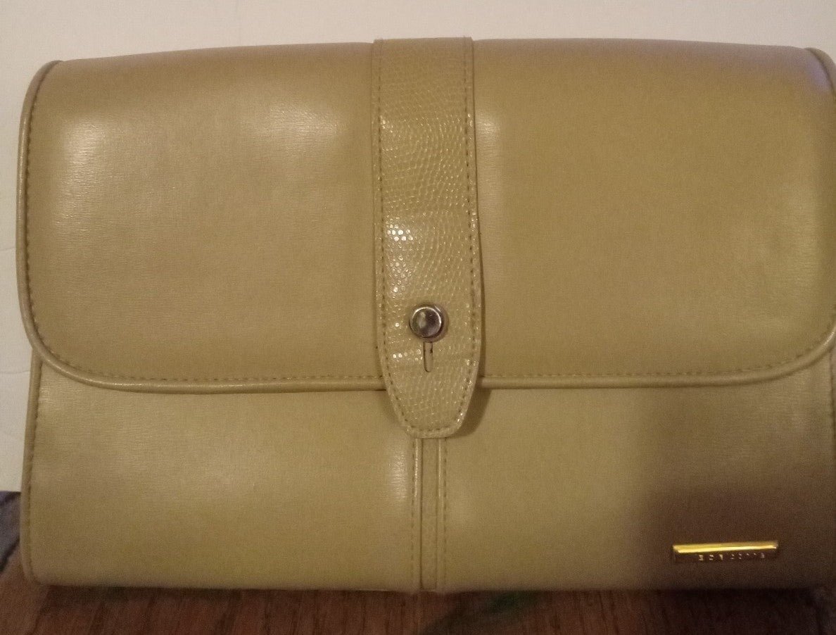Liz Claiborne vintage Antique crossbody,Clutch,purse, tan,beige,brown handbag