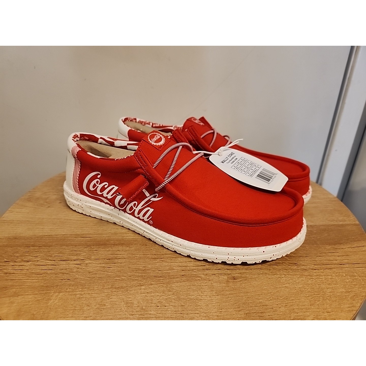 Sz 12 Hey Dude Wally Coke True Red/White Men's slip on shoes