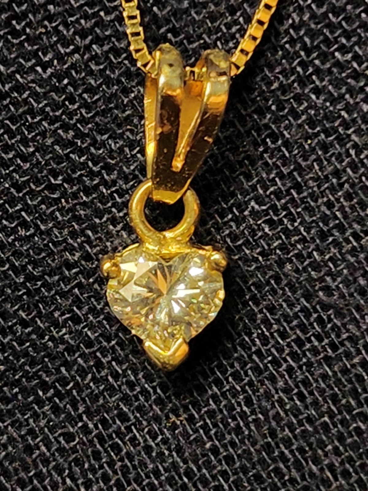 Heart shaped real diamond necklace on gold chain