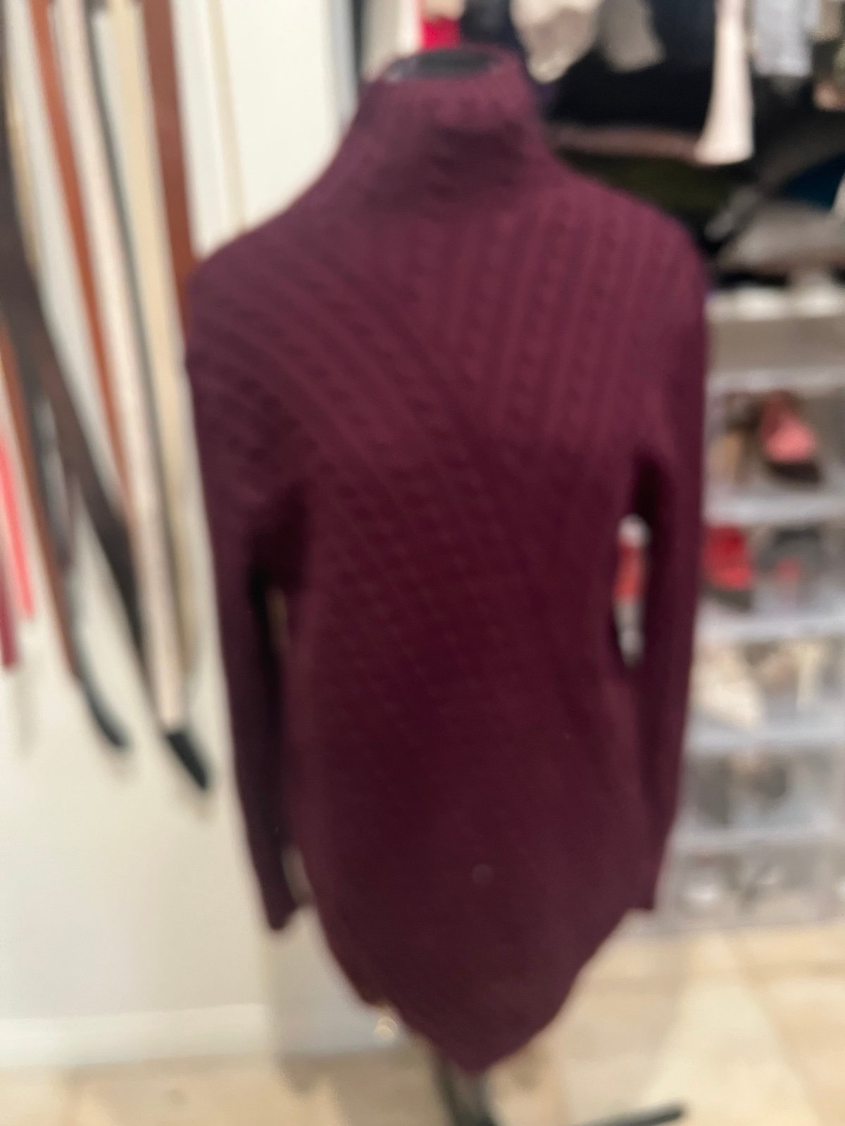 525 America Sweater Dress Burgundy Turtleneck