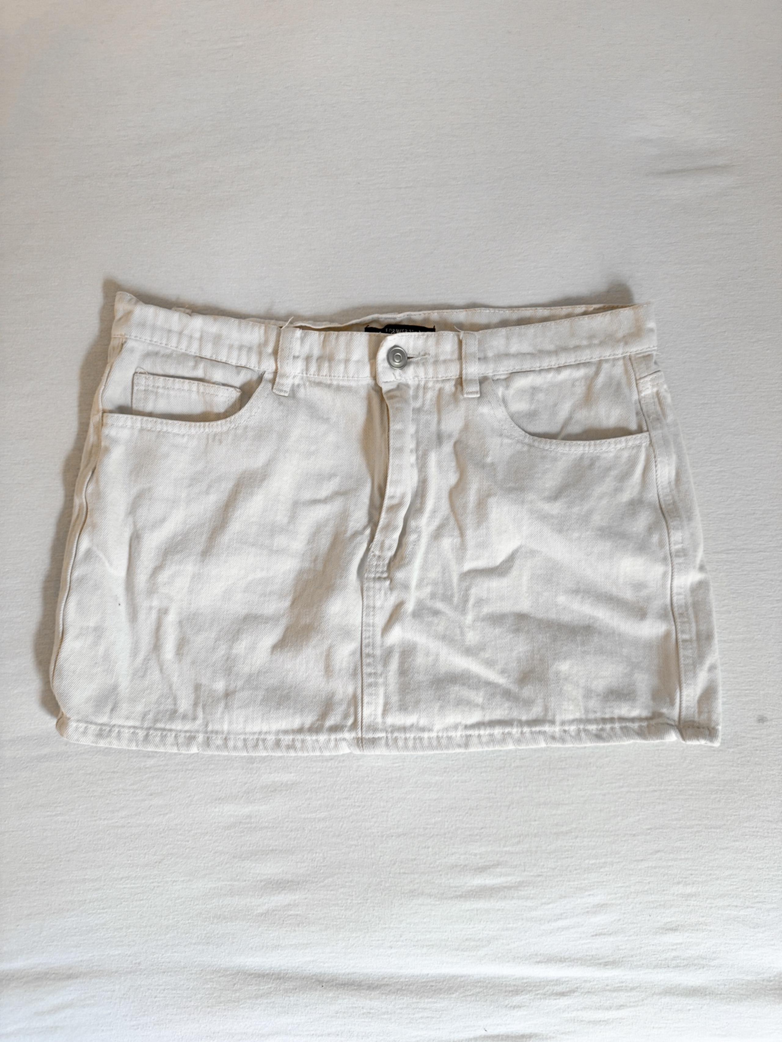 Forever 21 White Denim Mini Skirt