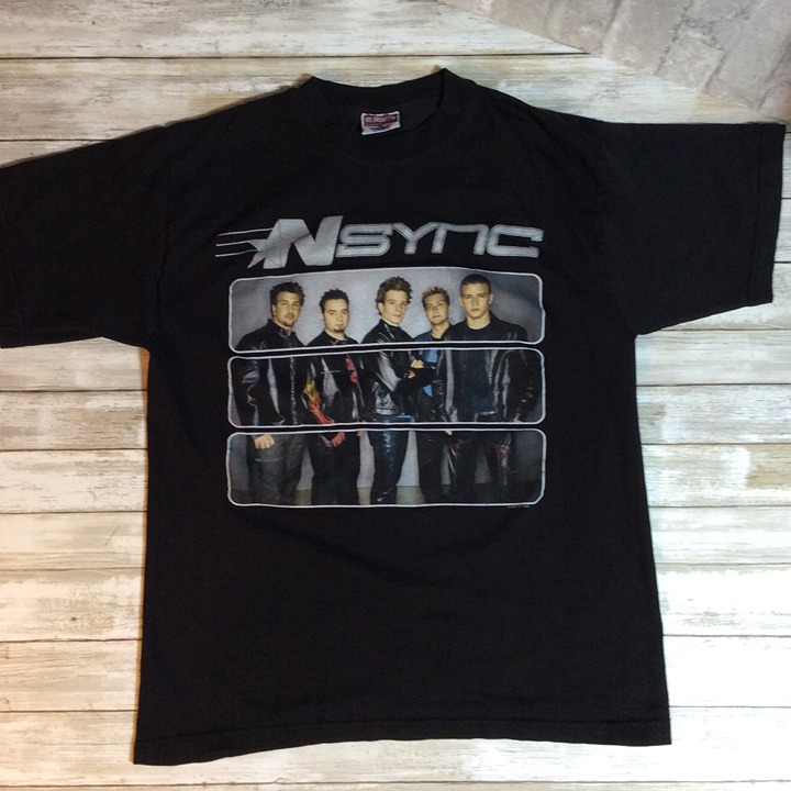 NSync Popodyssey Tour 2001 Men''s Tee T-Shirt - size M - black vintage concert