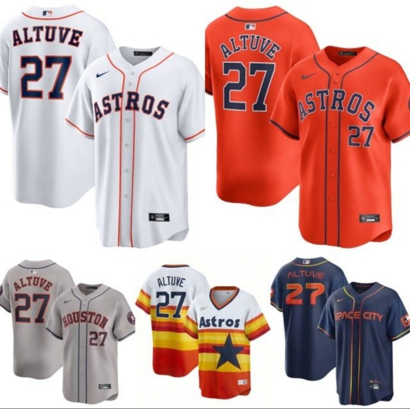 Houston Astros Men's Stitched Jersey - Jose Altuve - NWT - Multiple Sizes