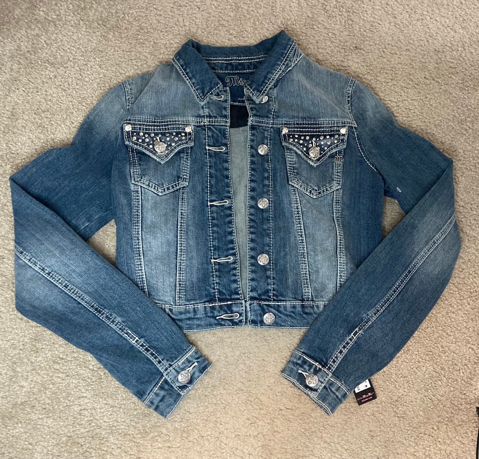 NWT Miss Me Cropped Denim Jacket Size Medium