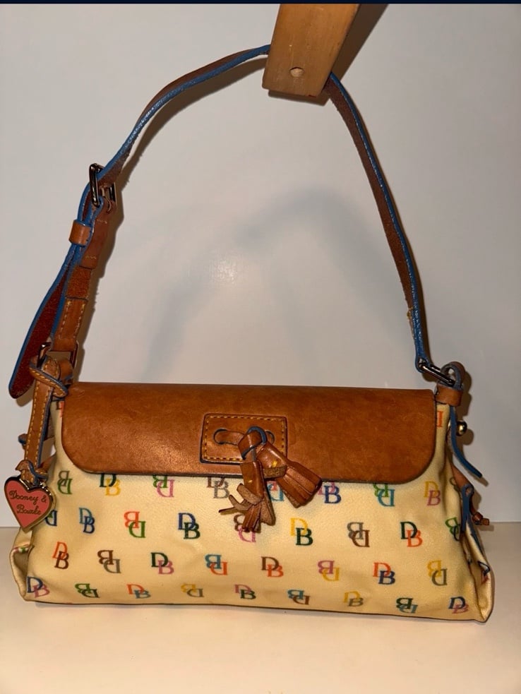 Vintage Dooney & Bourke Letter Logo Monogram Rainbow Tassel Bag