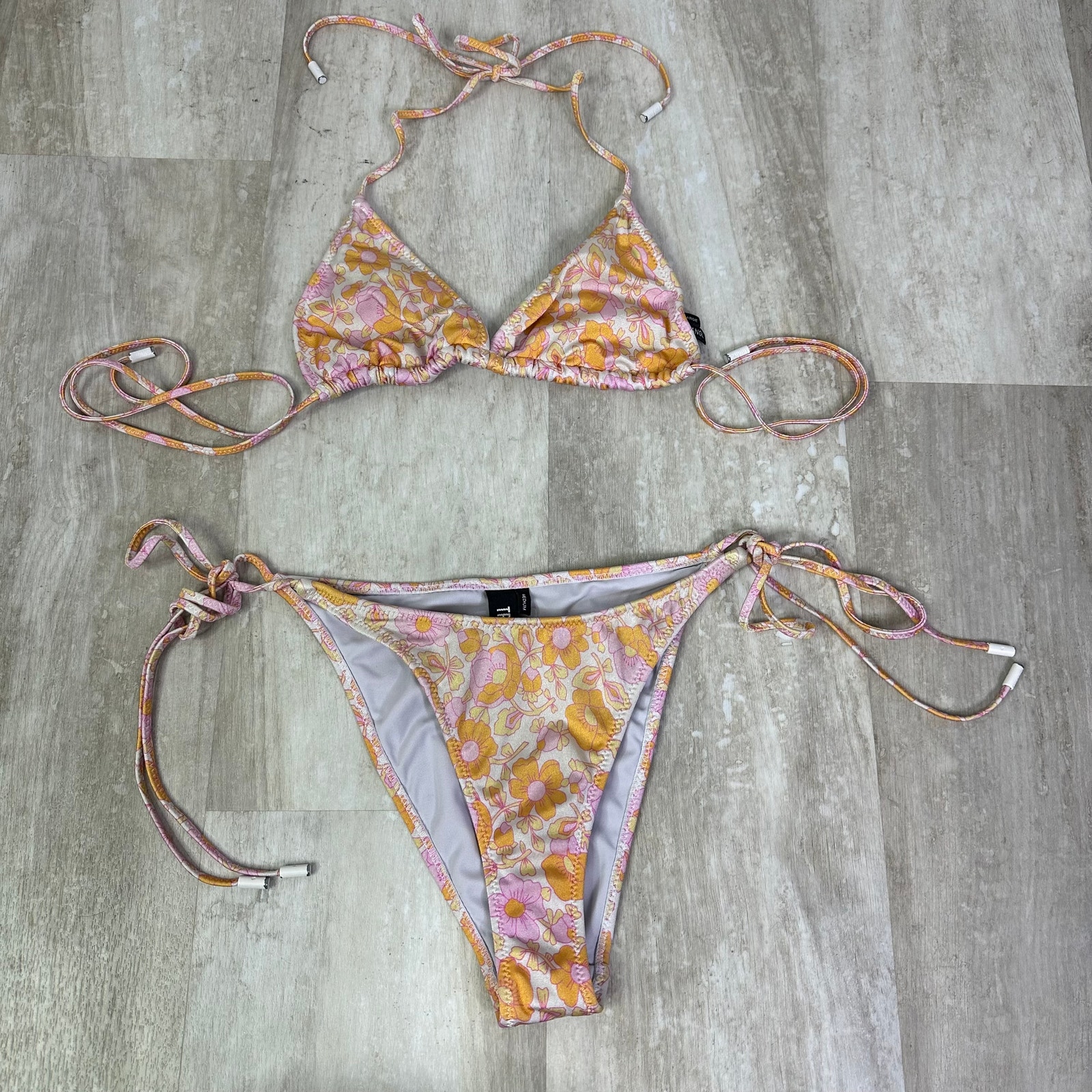 Triangl Swimwear Vinca Neon Pop Bikini Swimsuit Retro Floral Poppy Print
