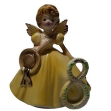 VTG Josef Original 8 Year Old Birthday Angel Girl holding Hat Figurine