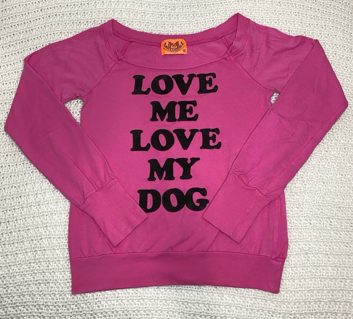 2001 Juicy Couture Pink Love Me Love My Dog Long Sleeve Shirt
