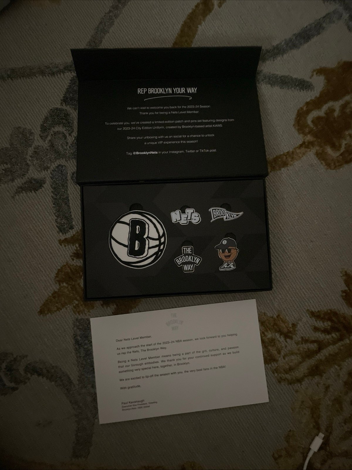 2023-24 Brooklyn Nets Season Ticket Holder Pin and Patch Set