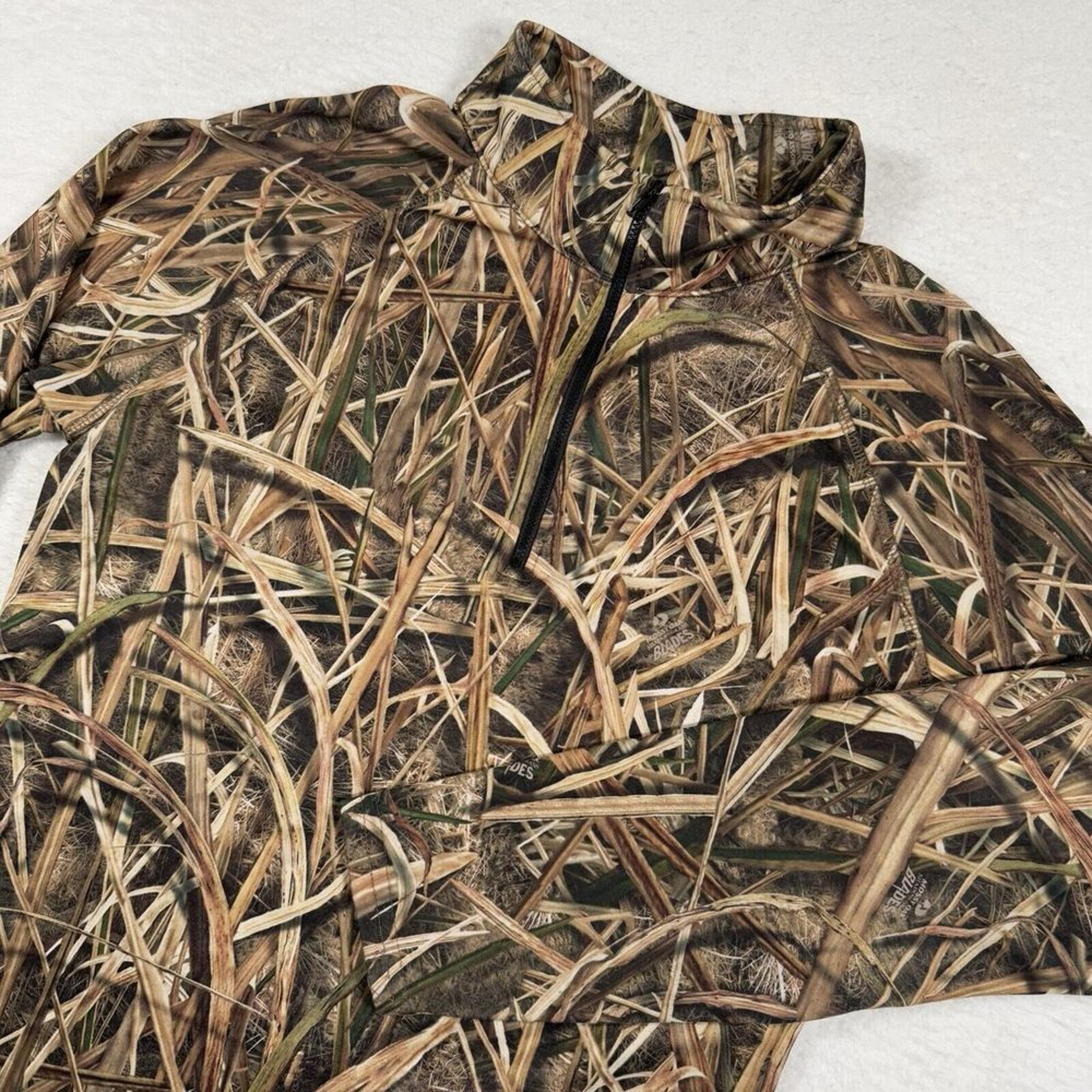 Mossy Oak Pullover Mens Medium Camo Fleece 1/4 Zip Long Sleeve Hunting Outdoor