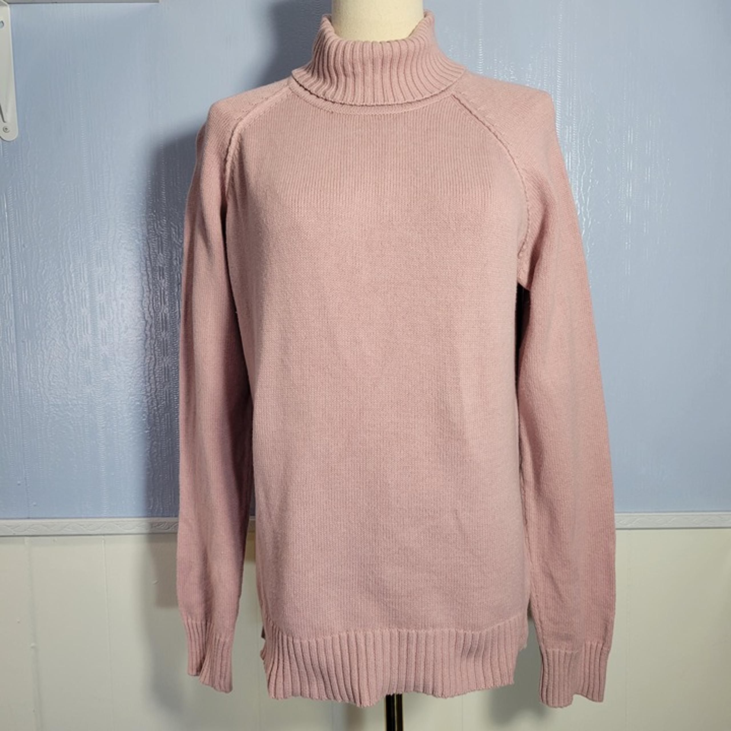 Jeanne Pierre Large Baby Pink Classic Longsleeve Med-Weight Turtleneck Sweater