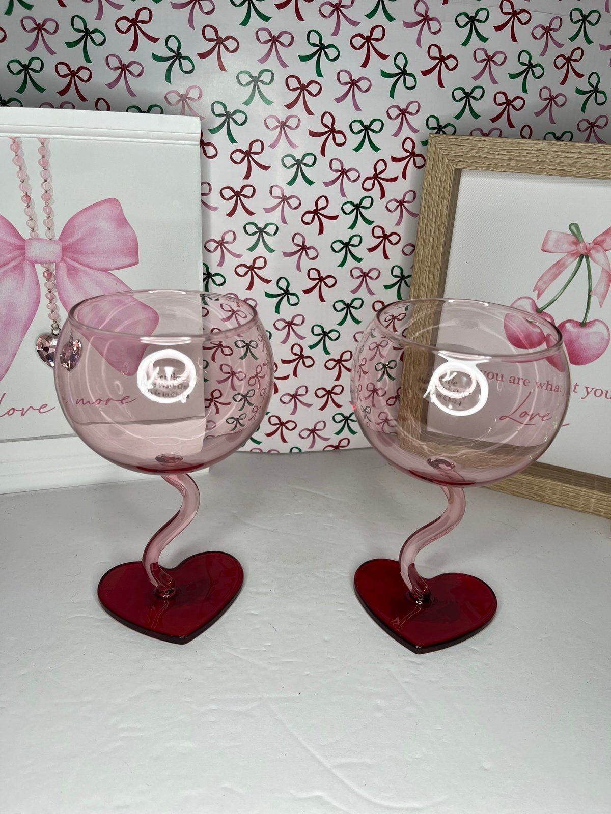 Viral Valentine Red Heart Wine Glasses