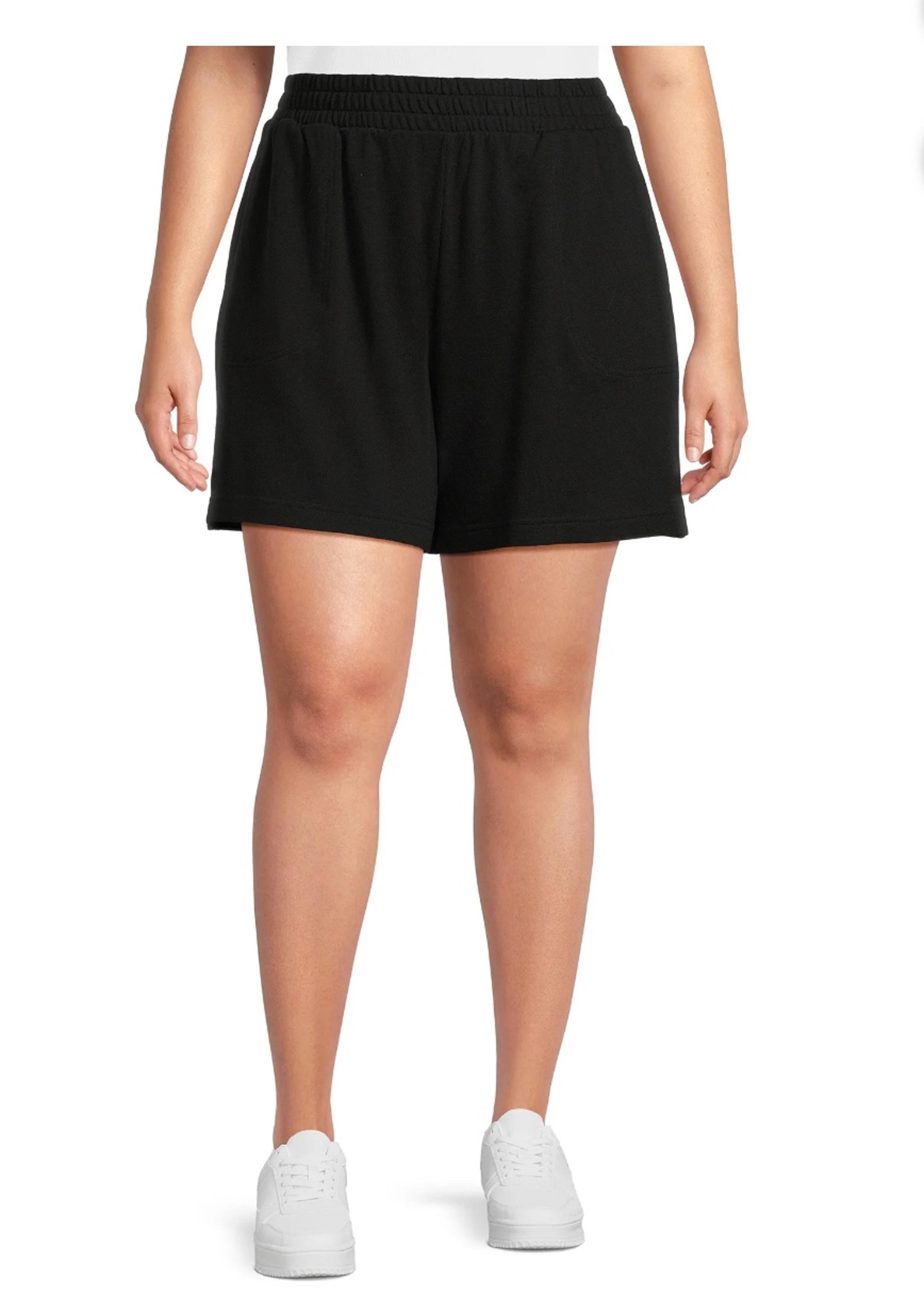 Terra & Sky Women's Plus Size Easy Knit Shorts - Black - 4X