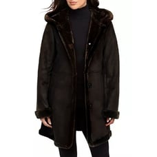 JONES NY FAUX SUEDE BLACK FUR TRIMMED JACKET/COAT SIZE M EUC