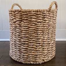 Handwoven Braided Water Hyacinth Basket; Woven Seagrass Wicker Storage Basket