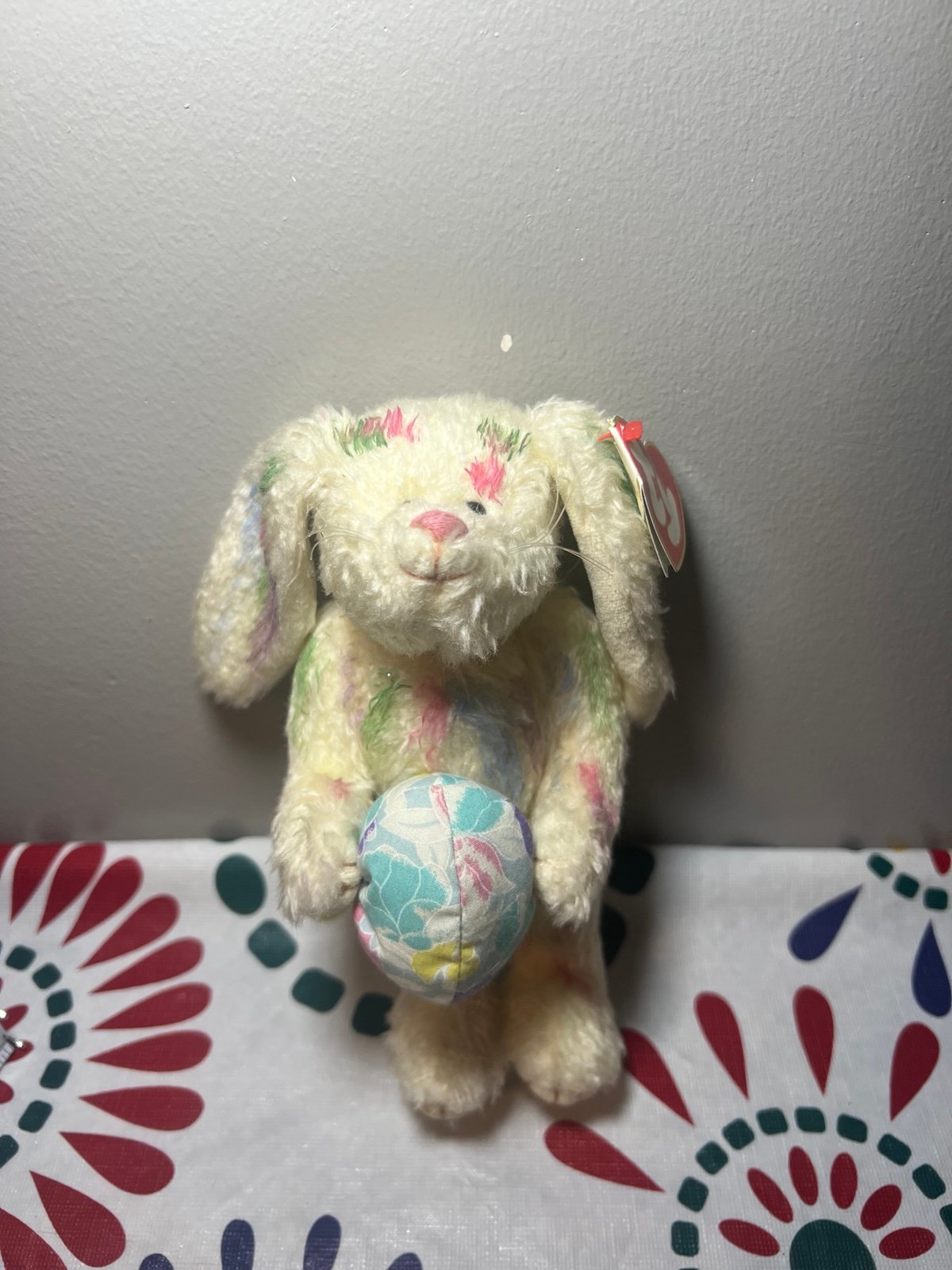NWT VTG TY ATTIC TREASURES RAINBOW BUNNY GEORGIA HOLDING EASTER EGG