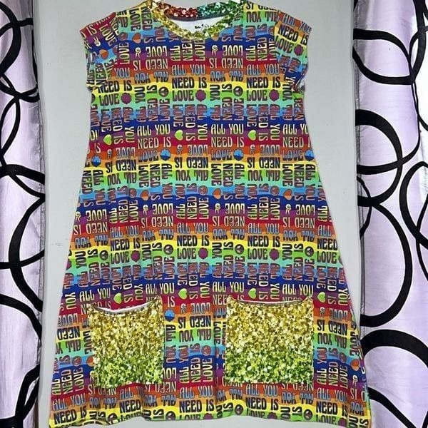 Girls size 12 /14 custom-made Beatles retro swing dress