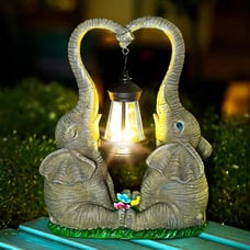 Elephant Statues Garden Decor with LED Solar Lights