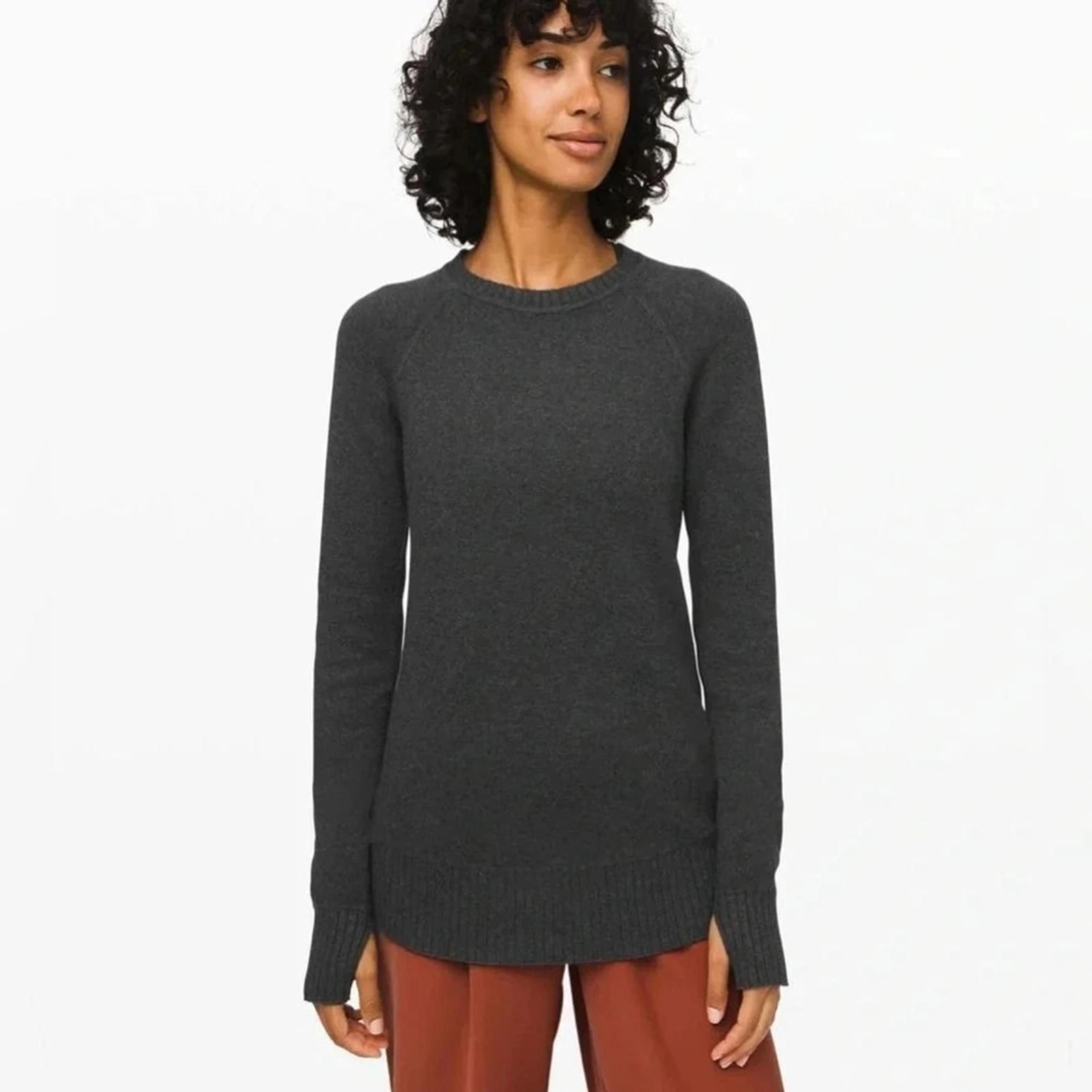 Lululemon Sweater Womens Medium Gray Still Lotus Reversible Crew Neck Pullover