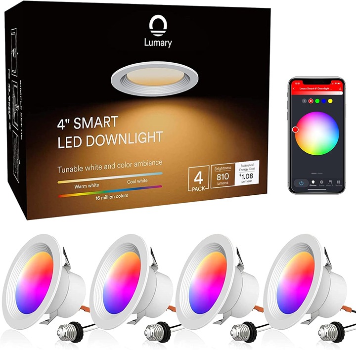 Smart Can Lights 4 Inch LED, Wifi Recessed Lights 9W 810LM Color Changing Recess