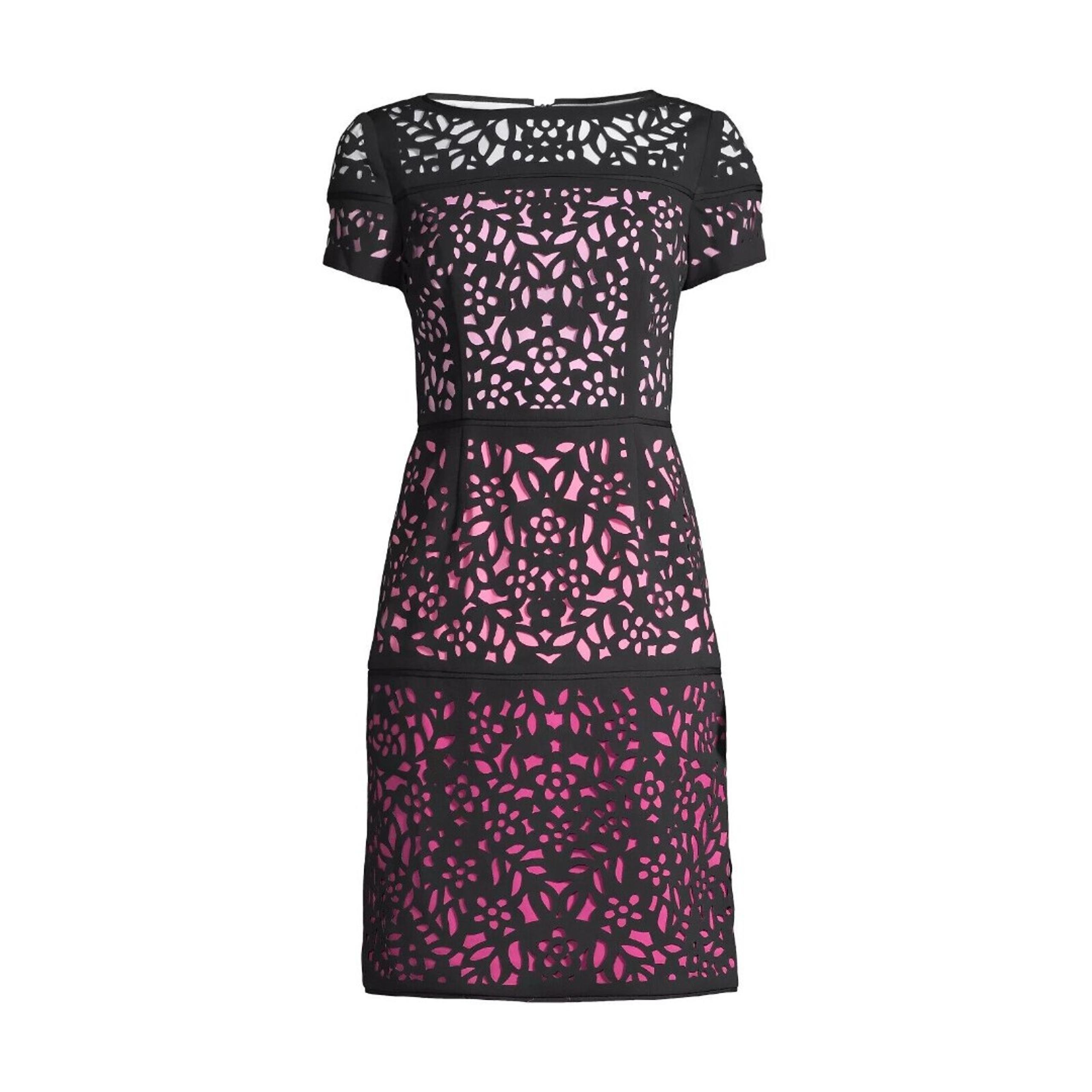 Saks Fifth Avenue SHANI Women's Ombre Laser-Cut Pink & Black Sheath Dress Size 4
